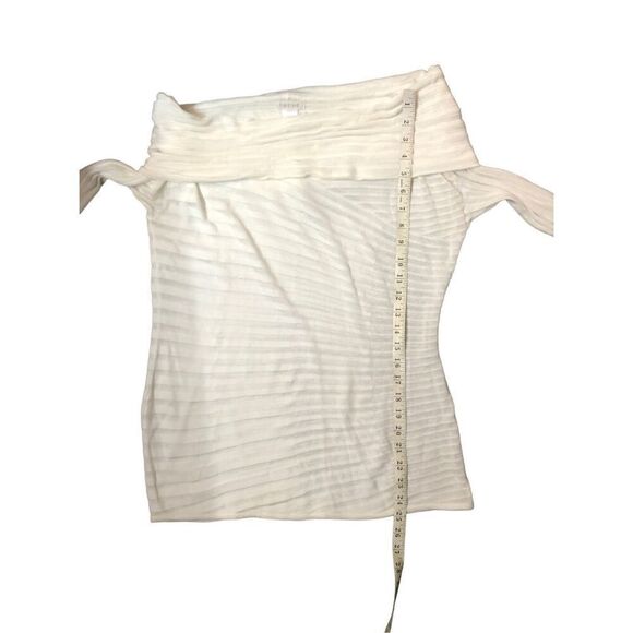 Cache white long sleeved ribbed knit pullover style sweater with cowl neck. Size - Picture 10 of 11